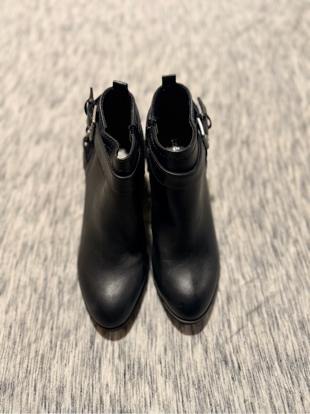 Indigo Black Ankle Booties with Side Buckle